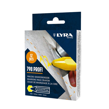 Lot de 12 Craies de marquage à la cire 798 PROFI Jaune LYRA