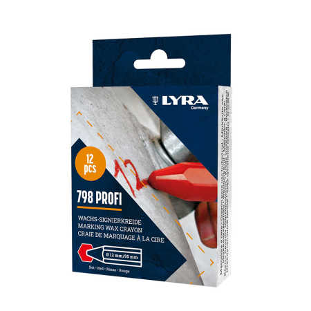 Lot de 12 Craies de marquage à la cire 798 PROFI Rouge LYRA