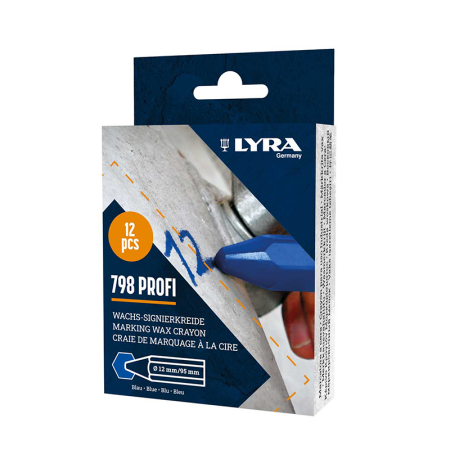 Lot de 12 Craies de marquage à la cire 798 PROFI Bleu LYRA