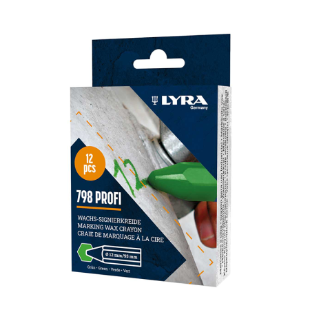 Lot de 12 Craies de marquage à la cire 798 PROFI Vert LYRA