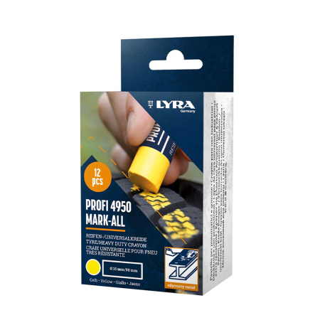 Lot de 12 Craies universelles pour pneu PROFI 4950 MARK-ALL Ø15 Jaune LYRA