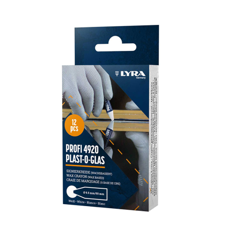 Lot de 12 Craies de marquage PROFI 4920 PLAST-O-GLAS Blanche LYRA