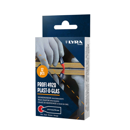 Lot de 12 Craies de marquage PROFI 4920 PLAST-O-GLAS Rouge LYRA
