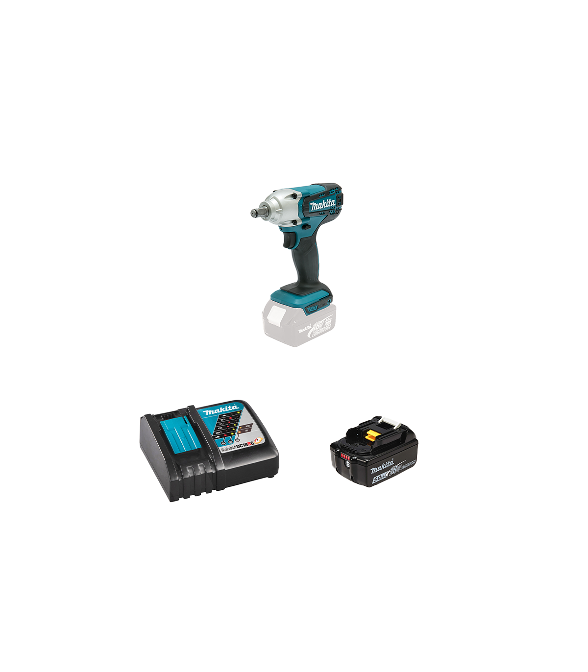 Boulonneuse à chocs 1/2" 18V 190 Nm DTW190Z + 1 batterie BL1850B 18V 5 Ah + 1 chargeur rapide DC18RC MAKITA
