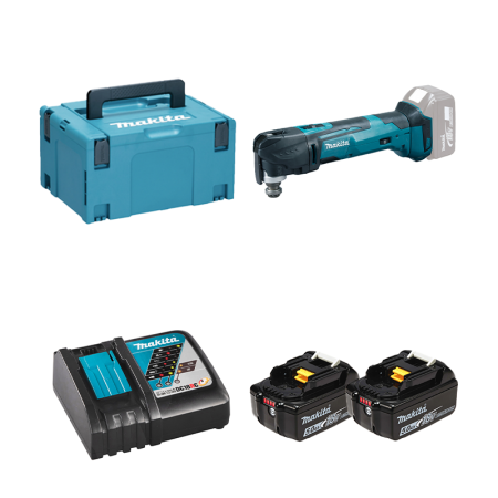 Découpeur-ponceur DTM51ZJ + 2 batteries BL1850B 18V 5Ah + 1 chargeur rapide DC18RC MAKITA