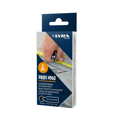 Lot de 12 Craies de marquage à la cire PROFI 4960 Noir LYRA