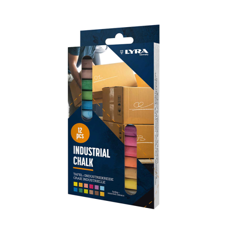Lot de 12 Craies Ø11x85mm INDUSTRIAL CHALK Multicolore LYRA