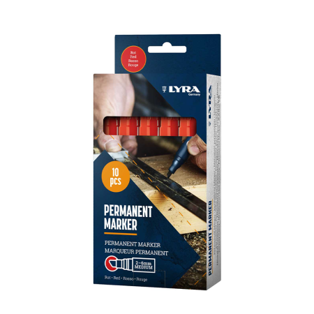 Lot de 10 Marqueurs permanents 2-6mm Rouge LYRA