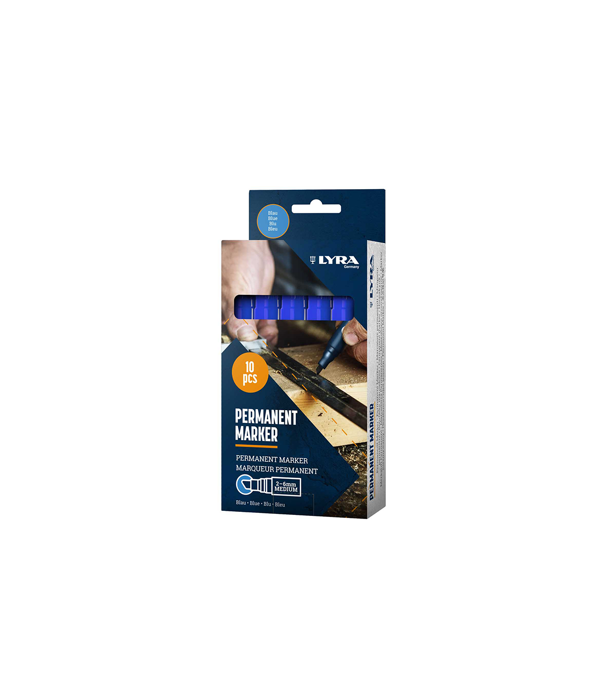 Lot de 10 Marqueurs permanents 2-6mm Bleu LYRA