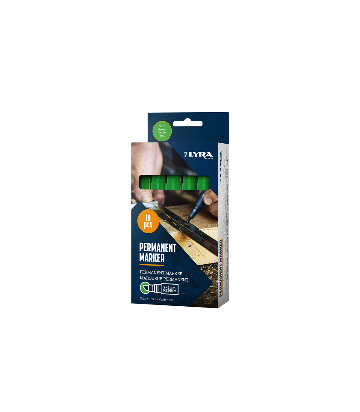 Lot de 10 Marqueurs permanents 2-6mm Vert LYRA