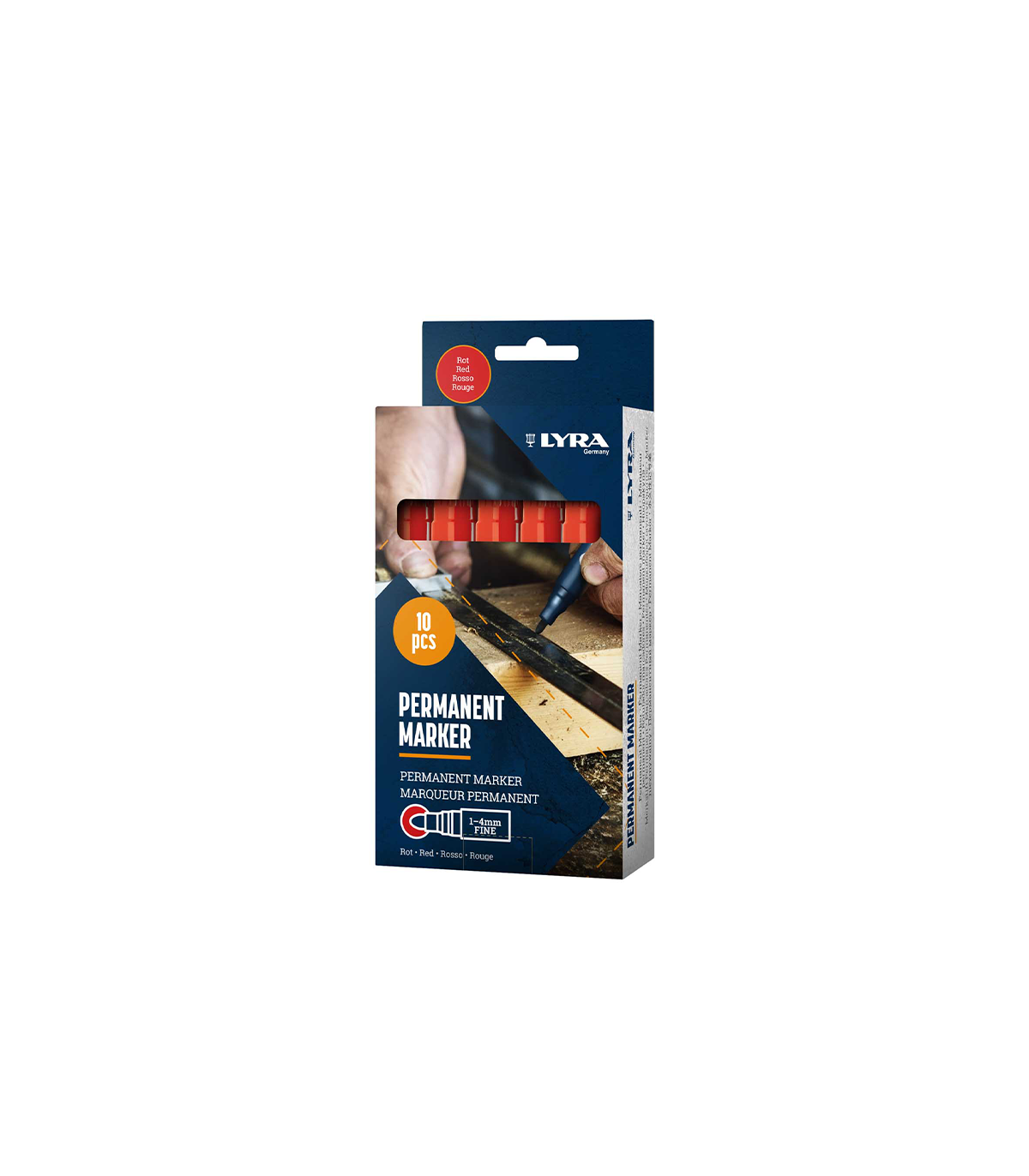 Lot de 10 Marqueurs permanents 1-4mm Rouge LYRA
