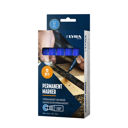 Lot de 10 Marqueurs permanents 1-4mm Bleu LYRA