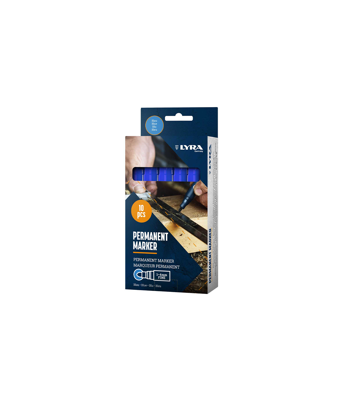 Lot de 10 Marqueurs permanents 1-4mm Bleu LYRA