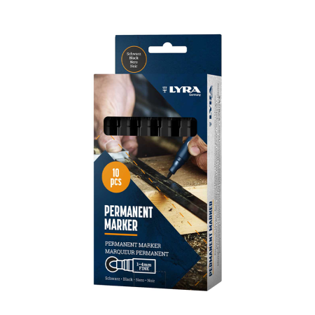 Lot de 10 Marqueurs permanents 1-4mm Noir LYRA