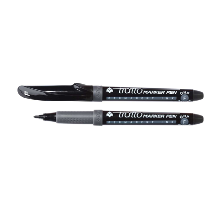 Lot de 8 Marqueurs permanents TRATTO 0,7mm Noir LYRA