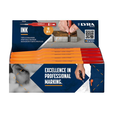 Lot de 10 Marqueurs permanents pour trous profonds Rouge LYRA INK