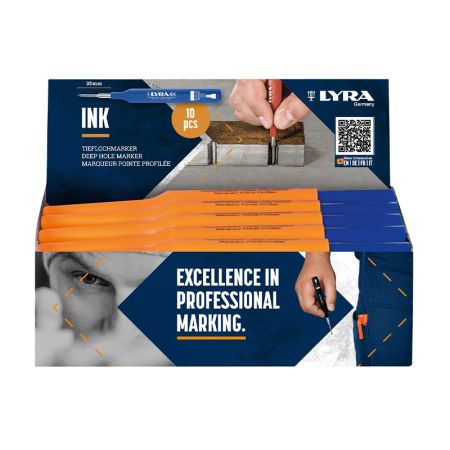 Lot de 10 Marqueurs permanents pour trous profonds Bleu LYRA INK
