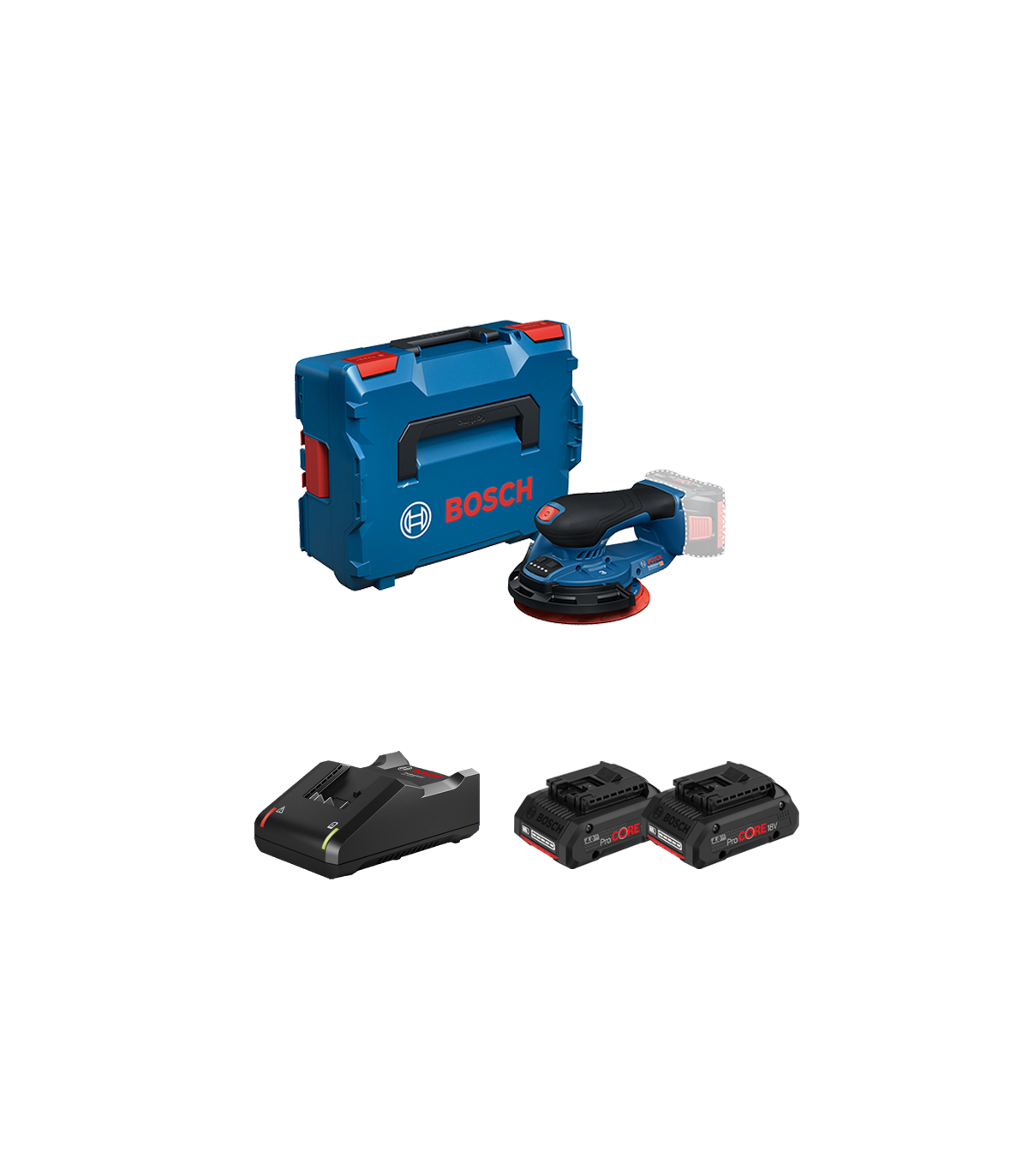 Ponceuse excentrique Ø150 mm GEX 18V-150-3 + 2 batteries Procore 18V 4 Ah + 1 chargeur GAL 18V-40 BOSCH
