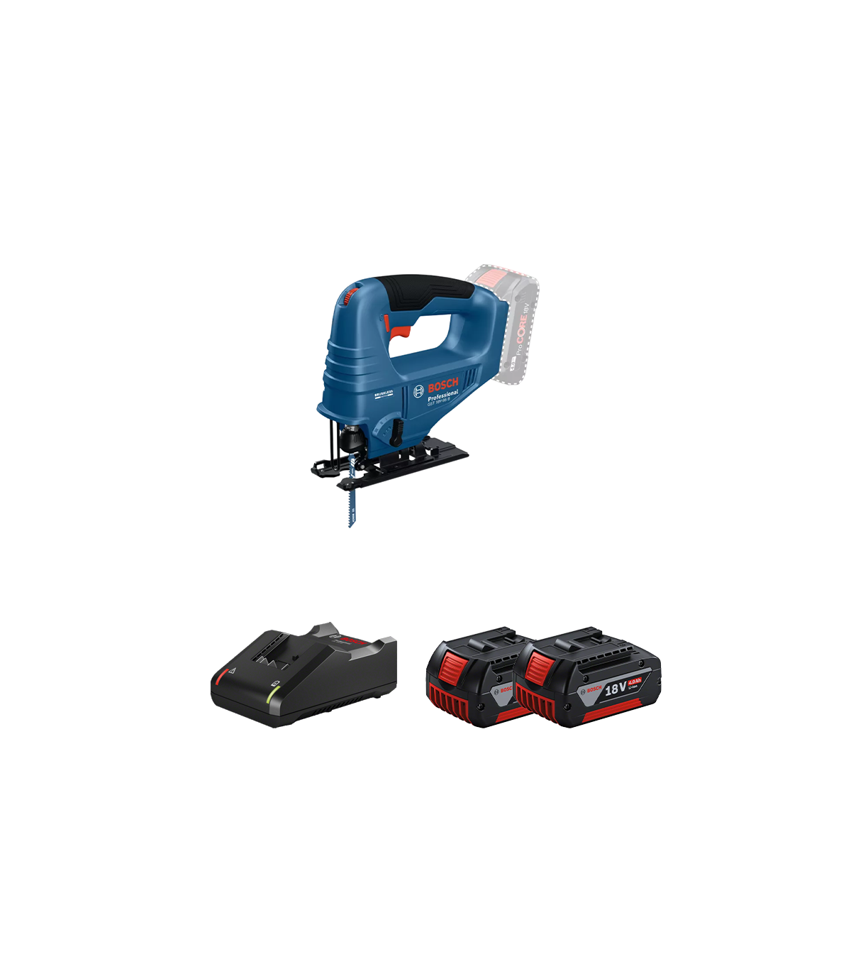 Scie sauteuse GST 18V-95 B + 2 batteries GBA 18V 4 Ah + 1 chargeur GAL 18V-40 BOSCH