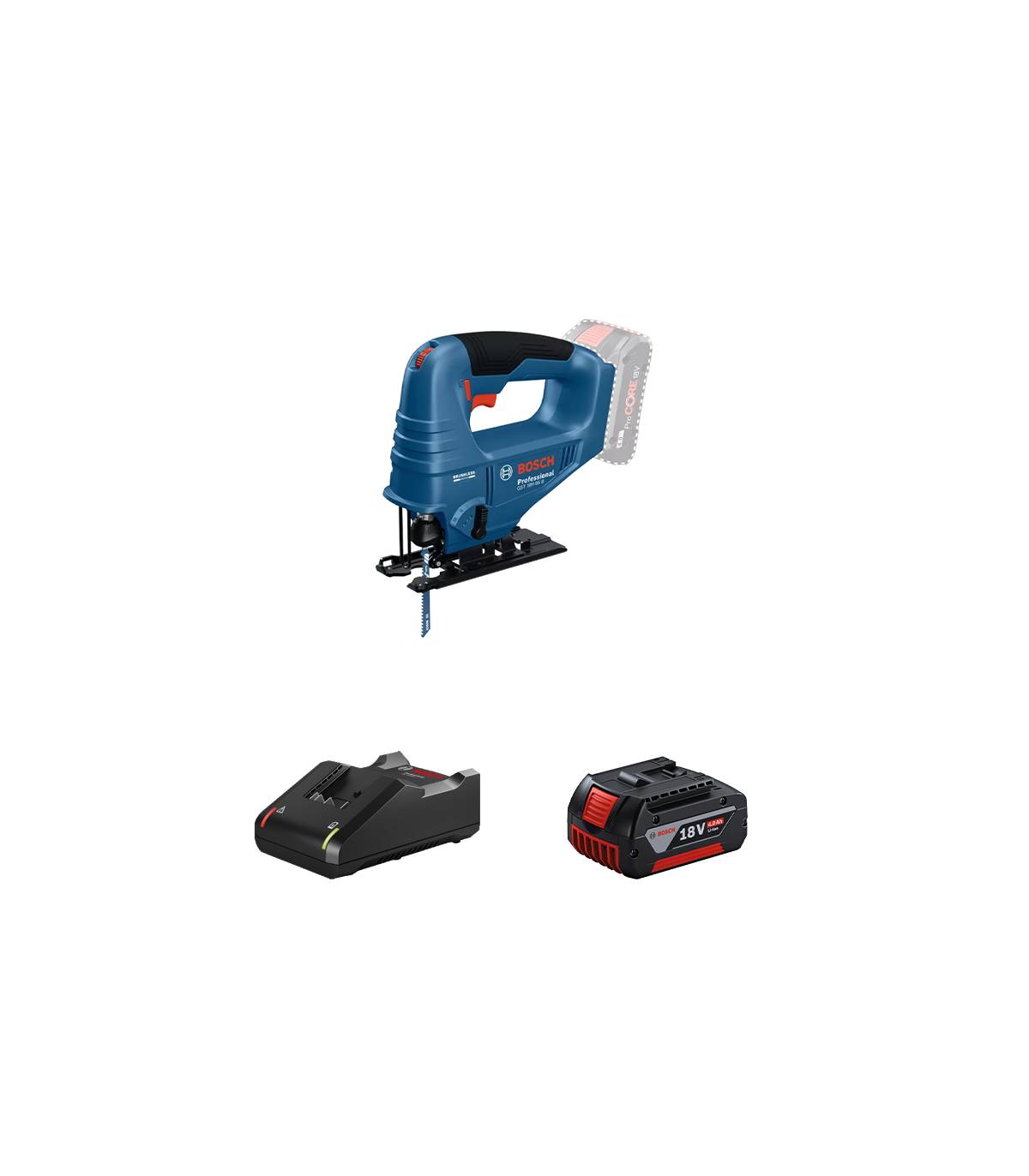 Scie sauteuse GST 18V-95 B + 1 batterie GBA 18V 4 Ah + 1 chargeur GAL 18V-40 BOSCH