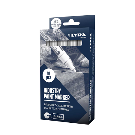 Lot de 10 Marqueurs peintures industrielles 2-4mm Blanc LYRA