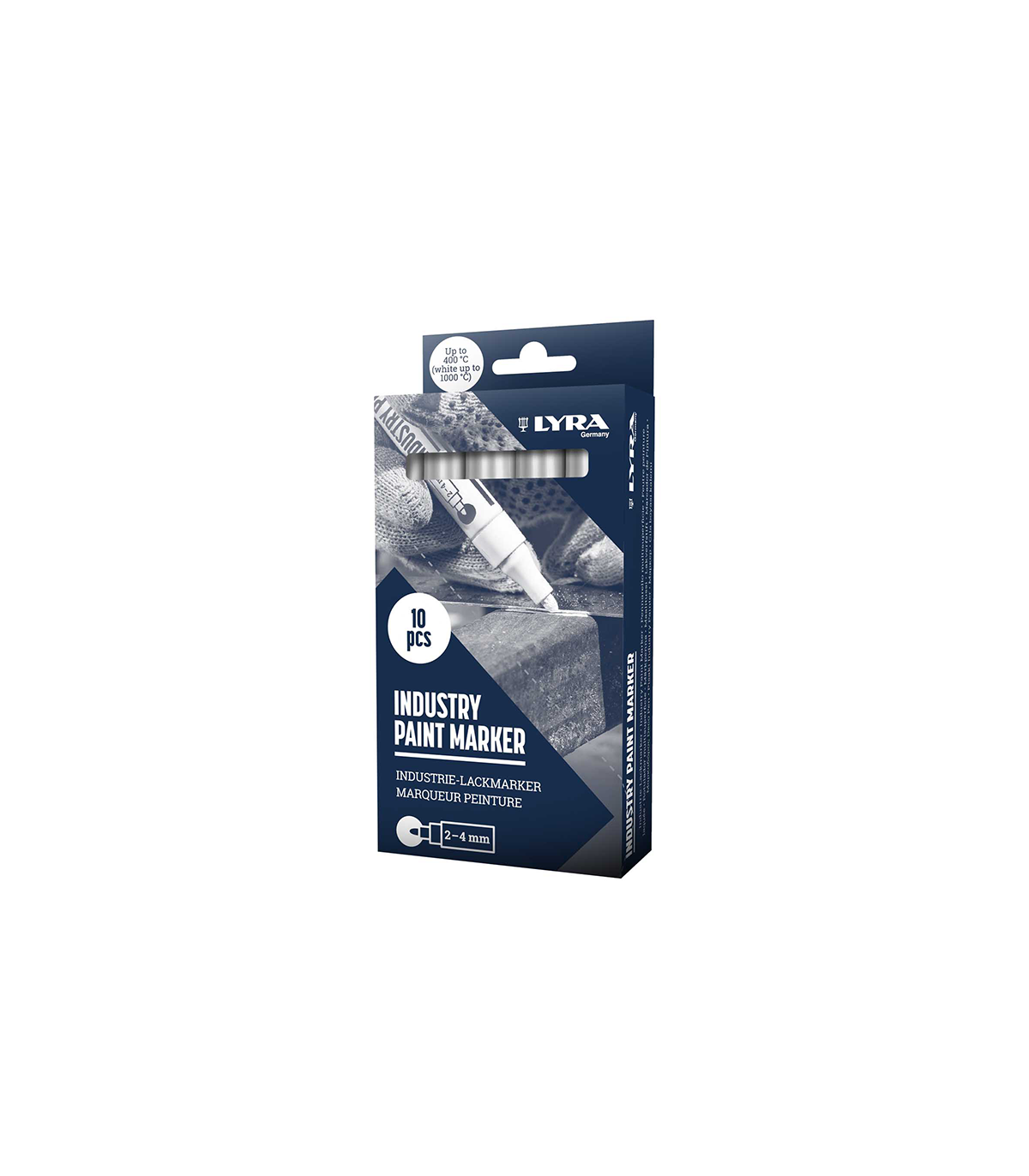 Lot de 10 Marqueurs peintures industrielles 2-4mm Blanc LYRA