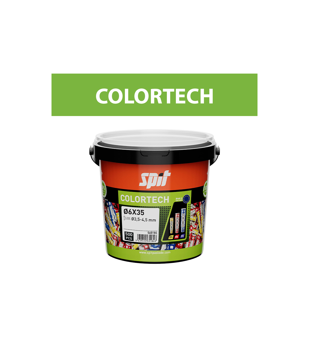 Seau 500 chevilles bi-matière universelle COLORTECH 6x35 sans vis SPIT