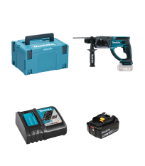 Perforateur burineur DHR202ZJ + 1 batterie BL1850B 18V 5 Ah + 1 chargeur rapide DC18RC MAKITA