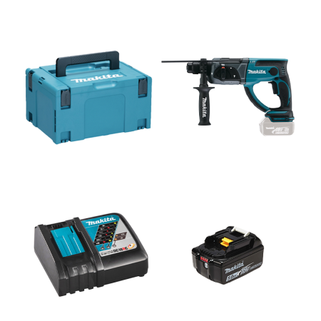 Perforateur burineur DHR202ZJ + 1 batterie BL1850B 18V 5 Ah + 1 chargeur rapide DC18RC MAKITA