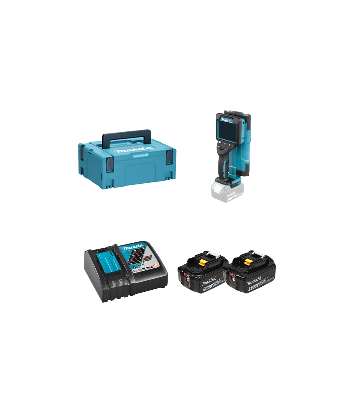 Scanner mural 18V DWD181ZJ + 2 batteries BL1850B 18V 5Ah + 1 chargeur rapide DC18RC MAKITA