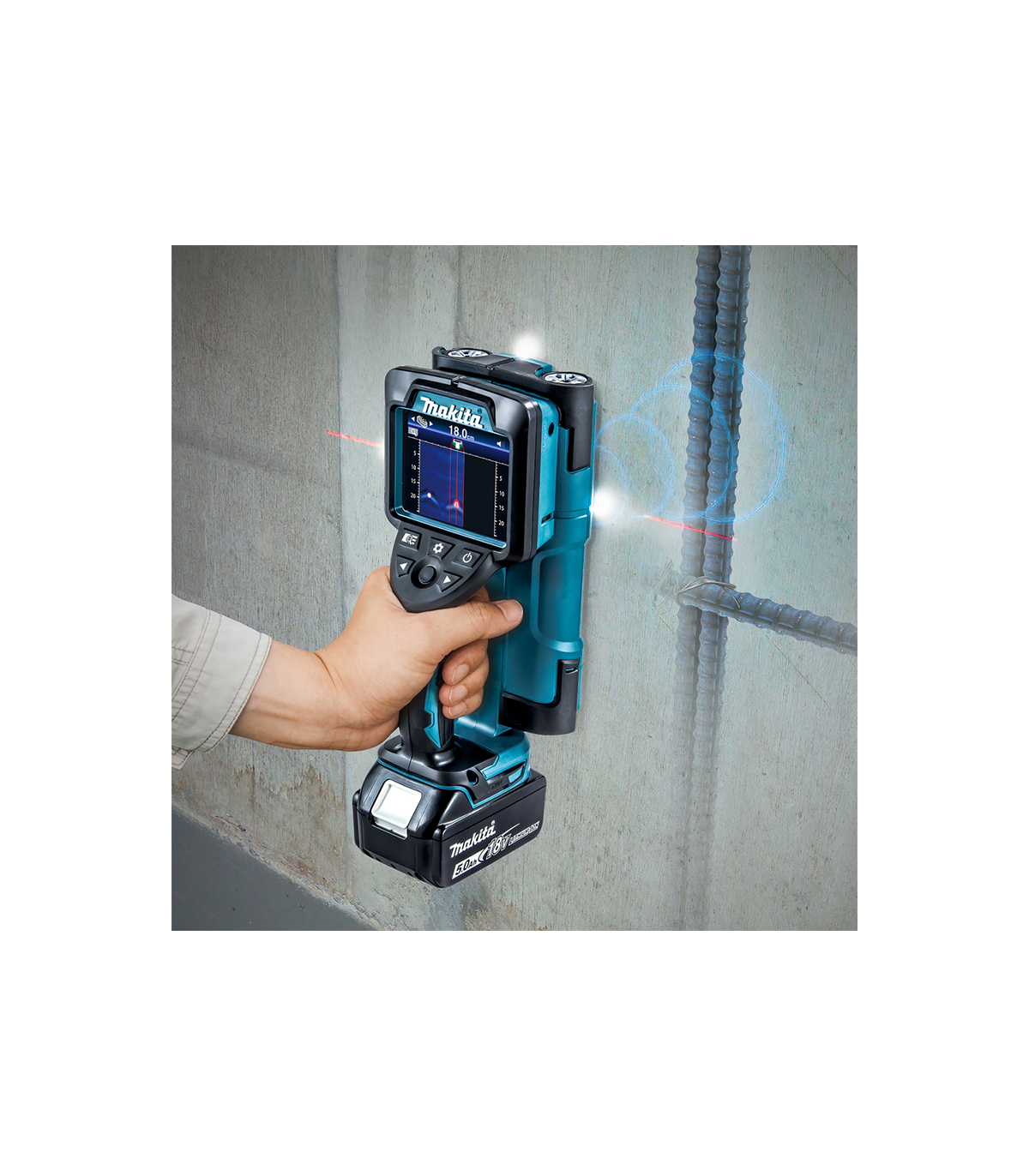 Scanner mural 18V DWD181ZJ + 2 batteries BL1850B 18V 5Ah + 1 chargeur rapide DC18RC MAKITA