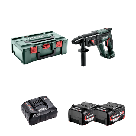Perforateur SDS-Plus 18V KH 18 LTX 24 + 2 Batteries LiPOWER 18V 4 Ah + 1 Chargeur ASC 55 METABO