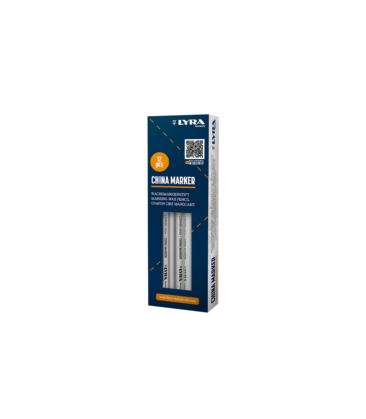 Lot de 12 Crayons porcelaines à la cire Blanc CHINA MARKER LYRA