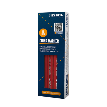 Lot de 12 Crayons porcelaines à la cire Rouge CHINA MARKER LYRA