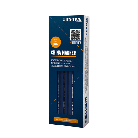 Lot de 12 Crayons porcelaines à la cire Bleu CHINA MARKER LYRA
