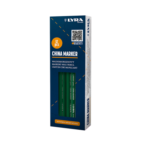 Lot de 12 Crayons porcelaines à la cire Vert CHINA MARKER LYRA
