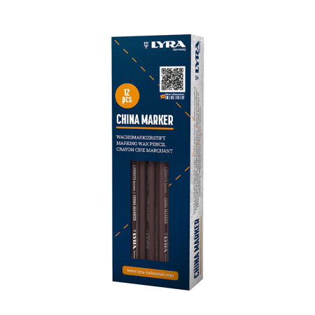 Lot de 12 Crayons porcelaines à la cire Marron CHINA MARKER LYRA