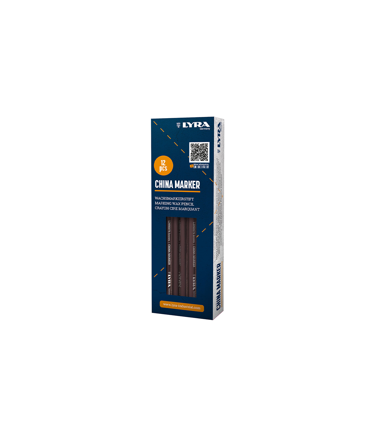 Lot de 12 Crayons porcelaines à la cire Marron CHINA MARKER LYRA