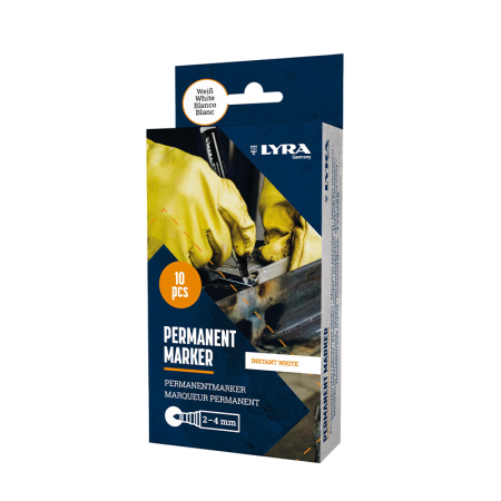 Lot de 10 Marqueurs permanents medium 2-4mm Blanc LYRA