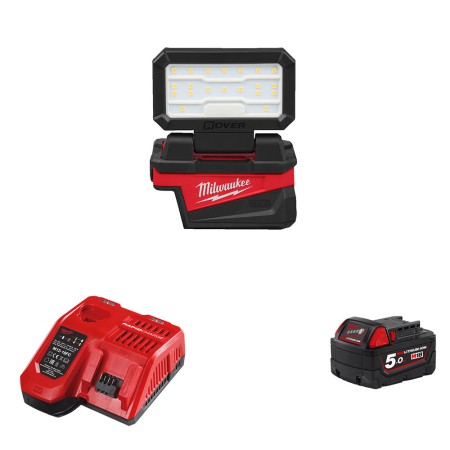 Projecteur de chantier 18V M18 ALIS-0 + 1 batterie 18V 5Ah + 1 chargeur M12-18FC MILWAUKEE