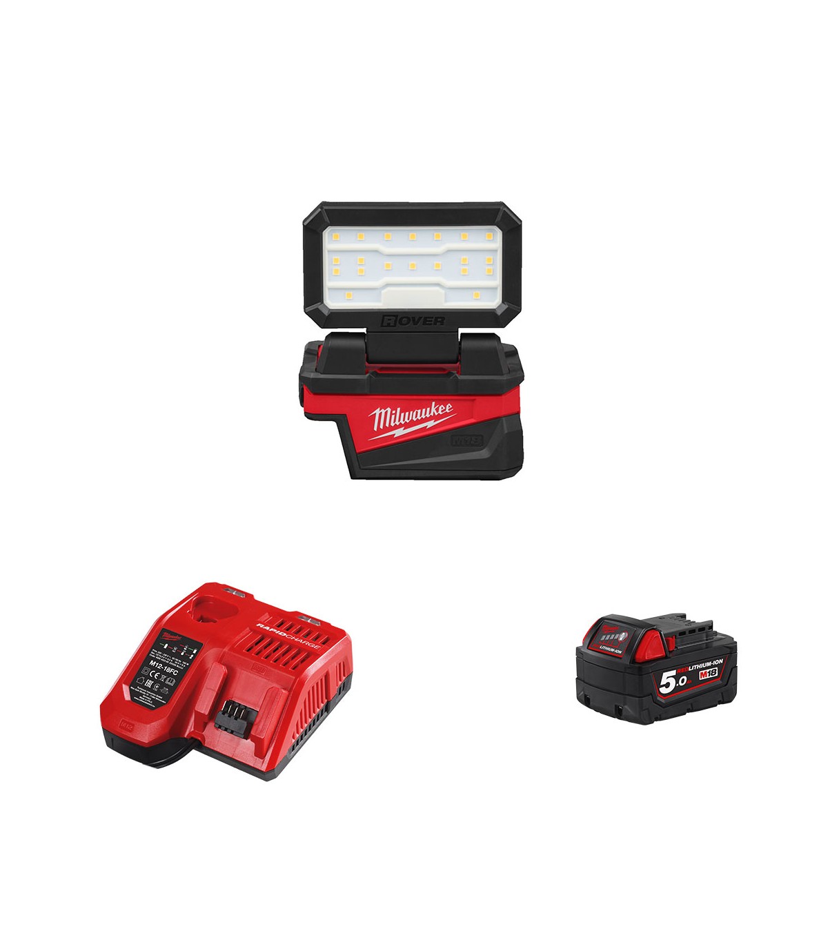 Projecteur de chantier 18V M18 ALIS-0 + 1 batterie 18V 5Ah + 1 chargeur M12-18FC MILWAUKEE