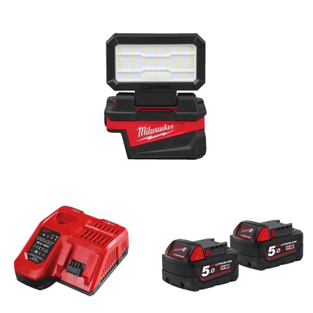 Projecteur de chantier 18V M18 ALIS-0 + 2 batteries 18V 5Ah + 1 chargeur M12-18FC MILWAUKEE