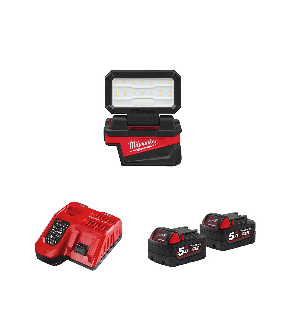 Projecteur de chantier 18V M18 ALIS-0 + 2 batteries 18V 5Ah + 1 chargeur M12-18FC MILWAUKEE