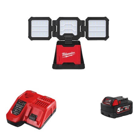 Eclairage de chantier multidirectionnel 18V M18 MDTL-0 + 1 batterie 18V 5Ah + 1 chargeur M12-18FC MILWAUKEE