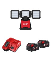 Eclairage de chantier multidirectionnel 18V M18 MDTL-0 + 2 batteries 18V 5Ah + 1 chargeur M12-18FC MILWAUKEE