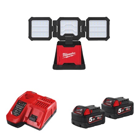 Eclairage de chantier multidirectionnel 18V M18 MDTL-0 + 2 batteries 18V 5Ah + 1 chargeur M12-18FC MILWAUKEE