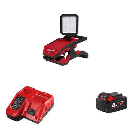 Projecteur de chantier 18V M18 PAL2-0 + 1 batterie 18V 5Ah + 1 chargeur M12-18FC MILWAUKEE