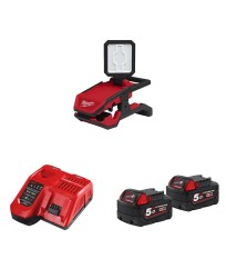 Projecteur de chantier 18V M18 PAL2-0 + 2 batteries 18V 5Ah + 1 chargeur M12-18FC MILWAUKEE