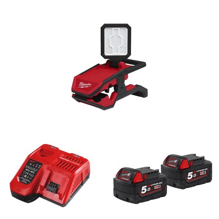 Projecteur de chantier 18V M18 PAL2-0 + 2 batteries 18V 5Ah + 1 chargeur M12-18FC MILWAUKEE