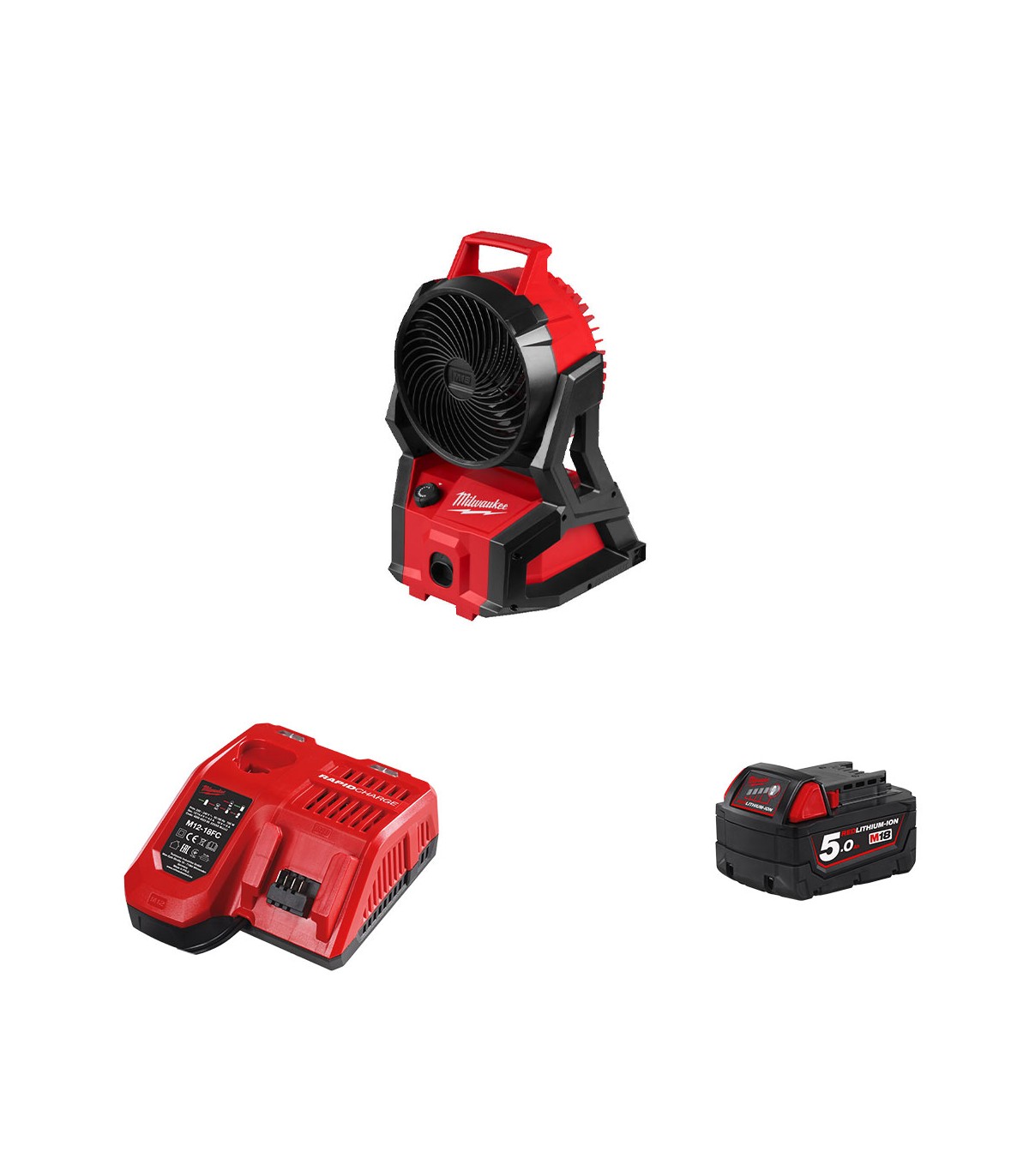 Ventilateur de chantier 18V M18 AFG2-0 + 1 batterie 18V 5 Ah + 1 chargeur M12-18 FC MILWAUKEE